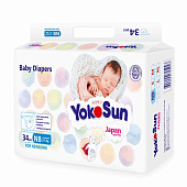 Подгузники YOKOSUN Комфорт на липучках NB (2-5 кг) 34шт Подгузники YOKOSUN Комфорт на липучках NB (2-5 кг) 34шт