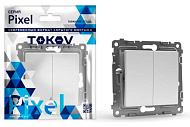 Выключатель встраиваемый 2 клавиши, цвет белый, TOKOV Pixel