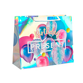 Пакет подарочный голографический, «Birthday Present», 32х26х12 см, 5307571