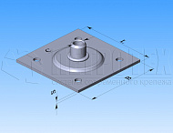 Пластина опорная облегченная 60х60х2,0 мм, с 4 отв. O 5,1 мм, с гайкой М10, оцинков. Пластина опорная облегченная 60х60х2,0 мм, с 4 отв. O 5,1 мм, с гайкой М10, оцинков.
