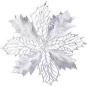 Салфетка на стол 42см "Пуансеттия",серебро 898-156 Салфетка на стол 42см "Пуансеттия",серебро 898-156