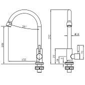  Смеситель для кухни Steel моно для питьевой воды с высоким изливом креп.гайка нерж.ст G100311 Gota Rocio 