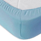  Простыня на резинке 140х200 сатин голубой 