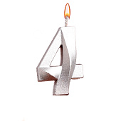 Свеча в торт "Грань", цифра "4", серебряный металлик, 7.8 см 5928498 Свеча в торт "Грань", цифра "4", серебряный металлик, 7.8 см 5928498