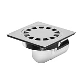 Трап металл горизонтальный угловой D50 100х100 гидрозатвор хром Трап металл горизонтальный угловой D50 100х100 гидрозатвор хром