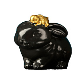 Кашпо "Зайчиха с зайчонком" черный с золотом, 10см 10792045 Кашпо "Зайчиха с зайчонком" черный с золотом, 10см 10792045