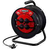 Удлинитель силовой на катушке ПВС 3х2.5мм, 50м, 3500 Вт, IP44, MIRAX Удлинитель силовой на катушке ПВС 3х2.5мм, 50м, 3500 Вт, IP44, MIRAX