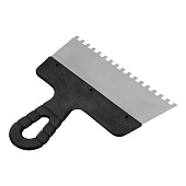 Шпатель зубчатый 200мм, зуб 6х6мм, пластмассовая ручка, нержавеющая сталь Шпатель зубчатый 200мм, зуб 6х6мм, пластмассовая ручка, нержавеющая сталь