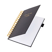  Бизнес-тетрадь Brauberg Calipso, А5, 80л, клетка, на гребне, под кожу, резинка, черная, 116252 