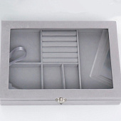 Шкатулка для украшений бархат Серый туман 5х20х28 см 7313537 Шкатулка для украшений бархат Серый туман 5х20х28 см 7313537