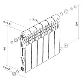 Радиатор биметаллический Royal Thermo Revolution Bimetall 350 6 секц Радиатор биметаллический Royal Thermo Revolution Bimetall 350 6 секц