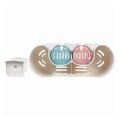  Подставка для умывальных принадлежностей Универсальная 2 стакана +дозатор для зубной пасты 6293-2 