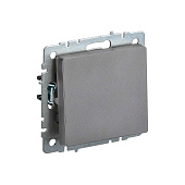 Выключатель встраиваемый проходной 1 клавиша, цвет сталь, IEK BRITE Выключатель встраиваемый проходной 1 клавиша, цвет сталь, IEK BRITE