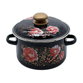 Кастрюля СтальЭмаль Пионы 3,0 л черный 3MD181P