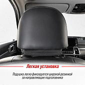 Подушка на подголовник SKYWAY EXPENSIV, 26х20 см, алькантара Черная (строчка белая)