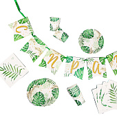  Набор бумажной посуды декор «Эко», 6 тарелок, 6 стаканов, 1 гирлянда, декор фотозоны 7994458 