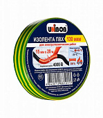  Изолента 15ммх20м, 130 мкн, желто-зеленая, UNIBOB 