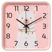 Часы настенные квадрат 19х19см, корпус розовый, "Альпака" Часы настенные квадрат 19х19см, корпус розовый, "Альпака"