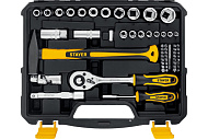 Набор инструментов, 83 предм., 1/2", 1/4", CrV, пластиковый кейс STAYER 27710-H83 Набор инструментов, 83 предм., 1/2", 1/4", CrV, пластиковый кейс STAYER 27710-H83