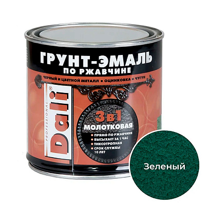  Молотковая ГРУНТ - ЭМАЛЬ по ржавчине "DALI" зелёный-0,75л 
