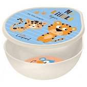  Миска детская 13,5 см с крышкой с декором (светло-бежевый) 221152725/01 