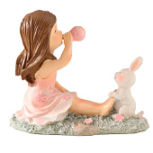 Сувенир полистоун "Малышка надувает шарик, с зайчиком на лужайке" розовый 10,5х5х9 см 10583155 Сувенир полистоун "Малышка надувает шарик, с зайчиком на лужайке" розовый 10,5х5х9 см 10583155