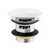 Донный клапан для раковины 1.1/4" click-clack с переливом круг белый SS 201 Mpf