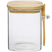 Контейнер с бамбук.крышкой и ложкой, Д100 Ш100 В130, 800 мл, прозрачный Cang-01 Контейнер с бамбук.крышкой и ложкой, Д100 Ш100 В130, 800 мл, прозрачный Cang-01
