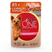  Влажный корм для собак ONE МИНИ контроль веса, Курица, Рис, Томаты 85гх26 