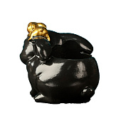 Кашпо "Зайчиха с зайчонком" черный с золотом, 10см 10792045 Кашпо "Зайчиха с зайчонком" черный с золотом, 10см 10792045