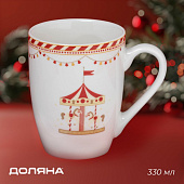 Кружка новогодняя Доляна «Парк аттракционов», 330 мл, фарфор, белый 10338046 Кружка новогодняя Доляна «Парк аттракционов», 330 мл, фарфор, белый 10338046