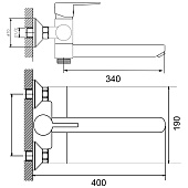  Смеситель для ванны Black&White длинный излив белый G016095 DW0202-Z13 1/10 Gota Rocio 