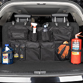  Органайзер в багажник SKYWAY 90х49см с карманами крепление на сиденья 