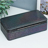  Шкатулка для украшений «Маленькие пятнышки. Синяя голография», с зеркалом, искусственная кожа, 6х9.8х18.5 см 