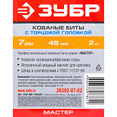 Биты с торцовой головкой, магнитные,хвостовик E 1/4", 7х45мм, 2шт/ЗУБР "МАСТЕР" Биты с торцовой головкой, магнитные,хвостовик E 1/4", 7х45мм, 2шт/ЗУБР "МАСТЕР"