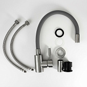  Смеситель для кухни Snake гибкий излив серый нерж K44 G 