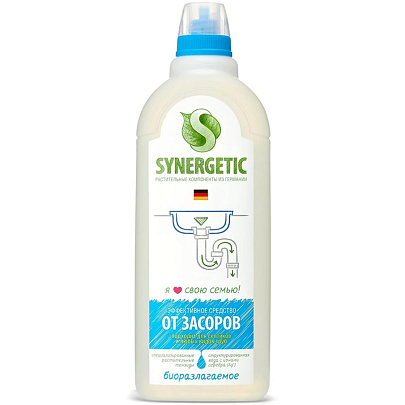 Средство для прочистки труб Synergetic 1л /РОССИЯ/ Средство для прочистки труб Synergetic 1л /РОССИЯ/