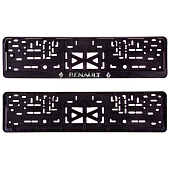  Рамка для номера 520х112 пластик, с защелкой, черная РЕНО (рельеф серебро) 1шт 