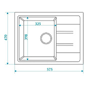 Мойка кварцевая прямоугольная с крылом св.серая матовая 575x470х200 150/Q10 Agata Мойка кварцевая прямоугольная с крылом св.серая матовая 575x470х200 150/Q10 Agata