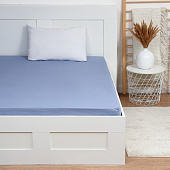 Простыня на резинке 180х200 Этель хлопок, поплин, голубой, 9241749 Простыня на резинке 180х200 Этель хлопок, поплин, голубой, 9241749