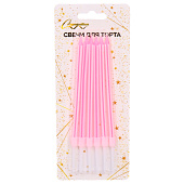 Свечи в торт "Праздничное настроение" 6 шт. 10,5 см, розовый Свечи в торт "Праздничное настроение" 6 шт. 10,5 см, розовый