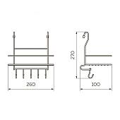  Полка на рейлинг малая с крючками, хром MX-402 