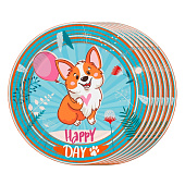 Набор бумажных тарелок Корги, 6 шт d=180 мм Набор бумажных тарелок Корги, 6 шт d=180 мм