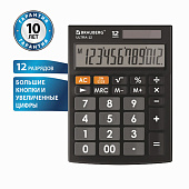 Калькулятор настольный Brauberg Ultra-12-BK, 192x143 мм, 12 разрядов, двойное питание, черный, 250491