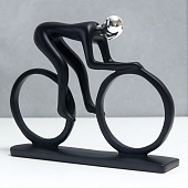  Сувенир Спортсмен - велосипедист, 17,5х5х21 см, полистоун, чёрный с серебром, 7338642 