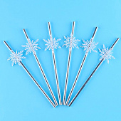 Трубочки для коктейлей одноразовые «Снежинки», уголки, в наборе 6 штук, серебро Трубочки для коктейлей одноразовые «Снежинки», уголки, в наборе 6 штук, серебро