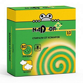  Спирали от комаров Nadzor Малодымные без запаха зеленые 10штук в упаковке ISM004C 