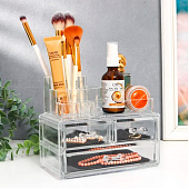 Шкатулка для украшений пластик 3 ящика прозрачная 16х19х12 см 9036368 Шкатулка для украшений пластик 3 ящика прозрачная 16х19х12 см 9036368