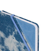  Блокнот А5 135x210мм BRAUBERG Denim, ткань/экокожа, резинка, держатель, 80л, клетка, голубой, 117138 