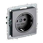  Розетка встраиваемая с заземлением, цвет сталь, IEK BRITE 